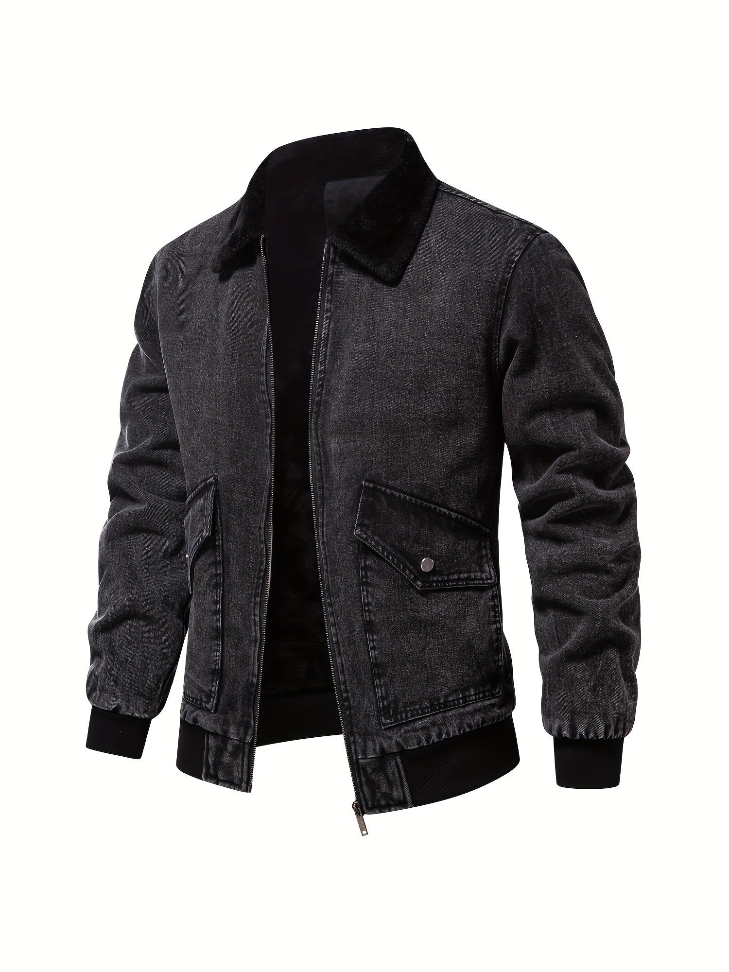 UrbanCove® Herren Denim-Fleece-Jacke – Stil & Wärme vereint