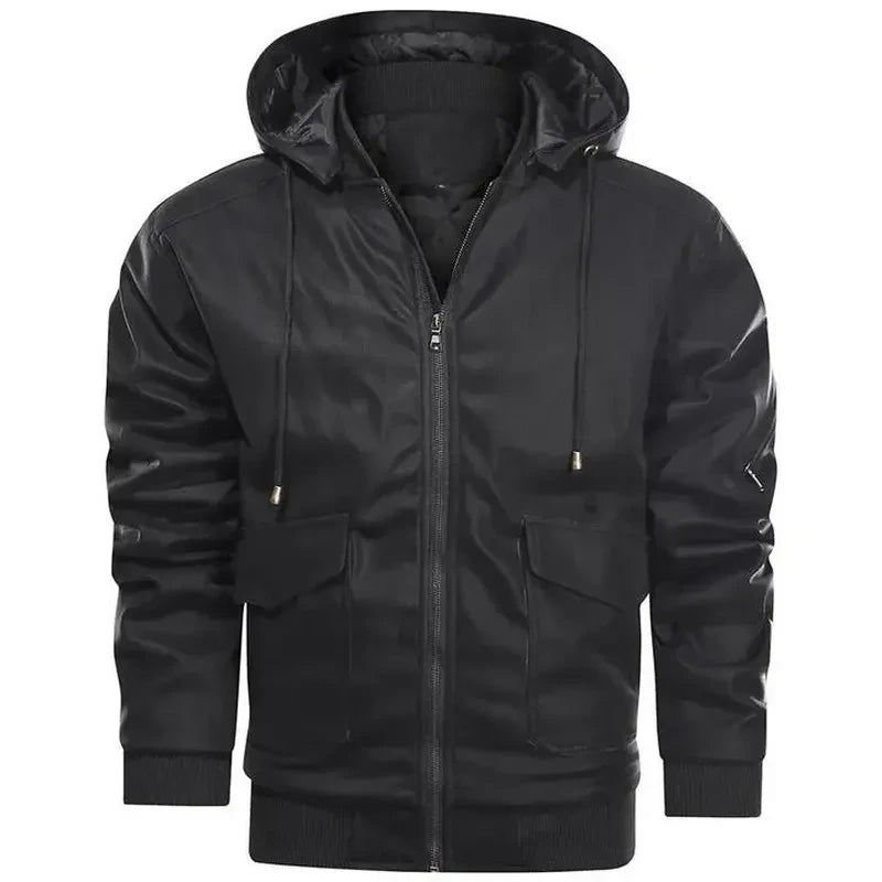 Maximus® Hochwertige Herren-Lederjacke mit Kapuze für kalte Tage