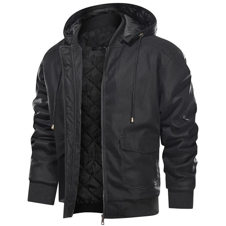 Lederjacke mit Kapuze für Herren als Winterjacke