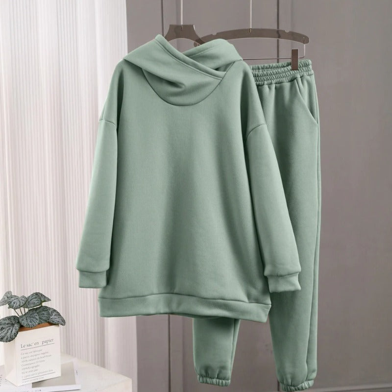 Anna Komfortables Damen Kapuzenpullover- und Hosen-Set