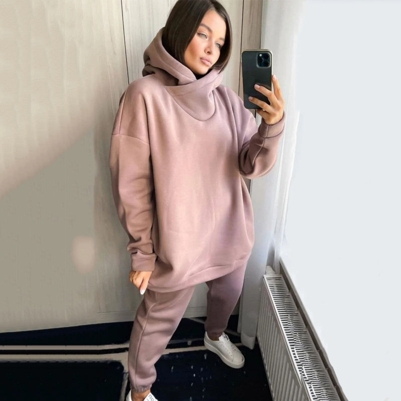 Anna Komfortables Damen Kapuzenpullover- und Hosen-Set