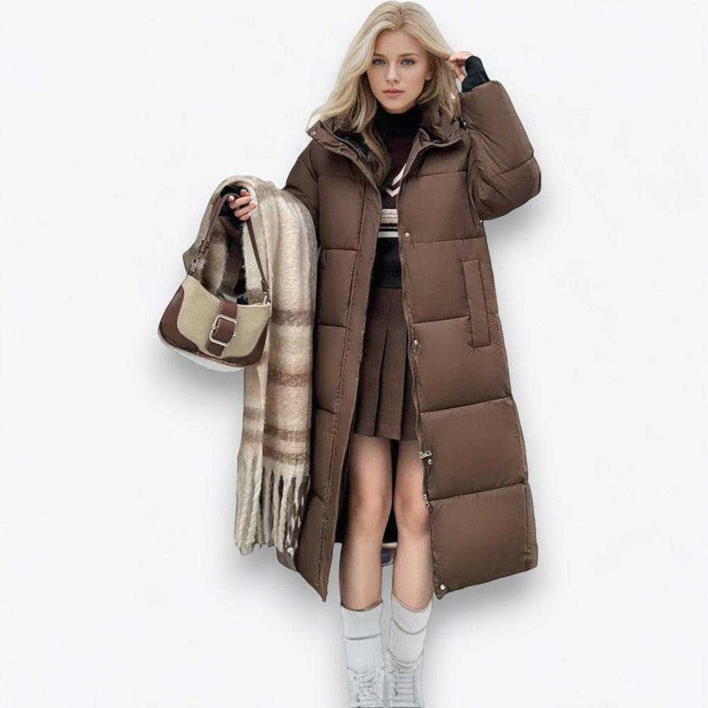 Amada® Damen Langer Winter Daunenmantel  mit Kapuze