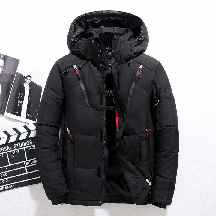 schwarze herren daunenjacke für den winter