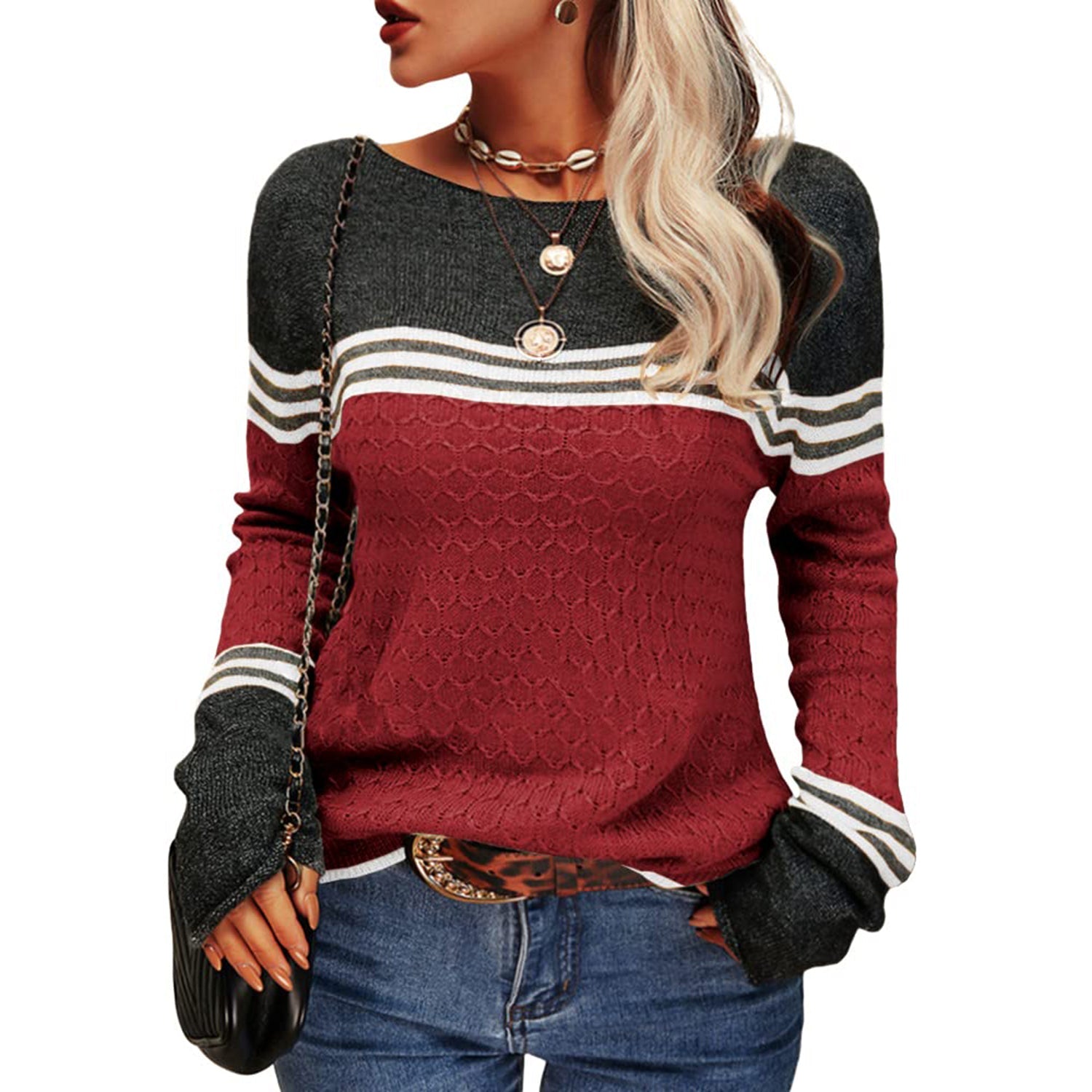 Stylischer Color-Block-Pullover für Damen