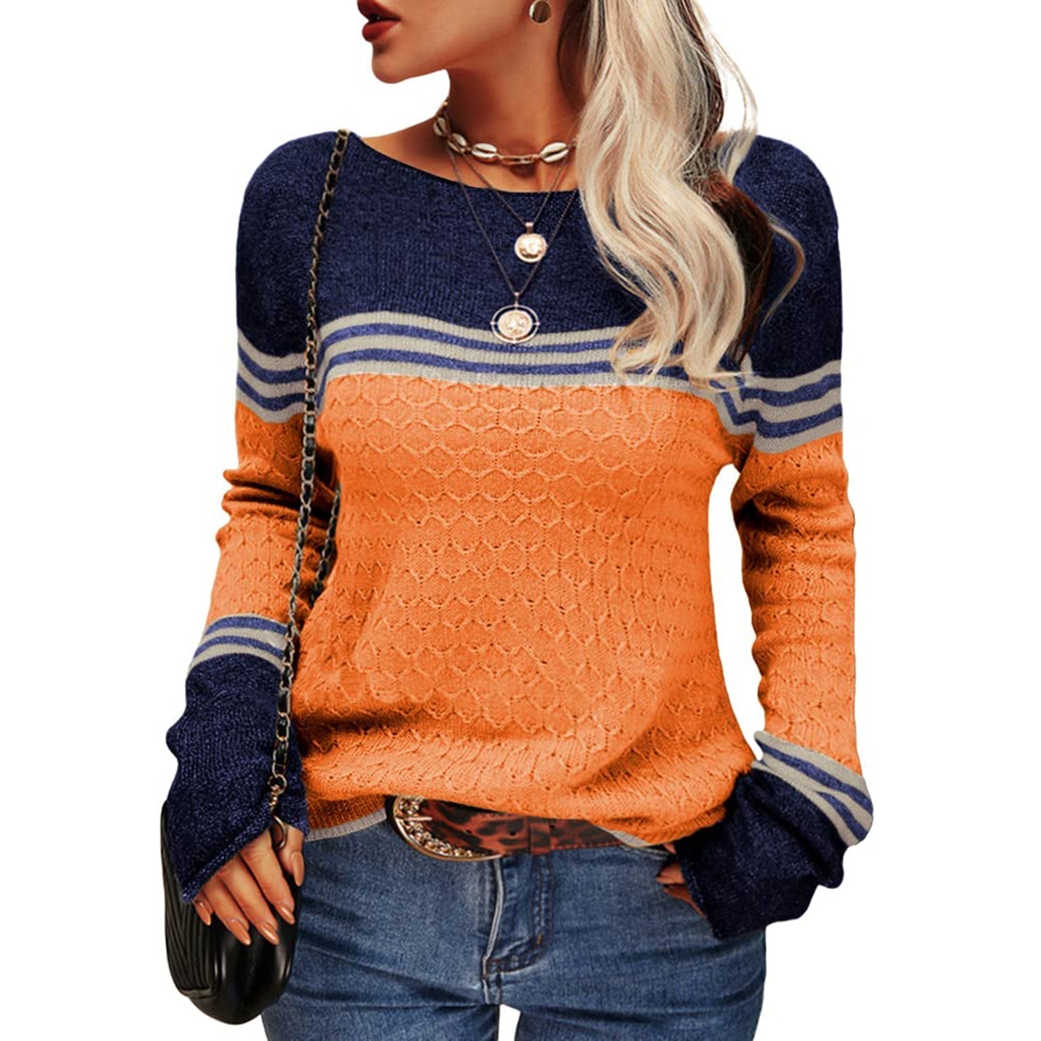 Stylischer Color-Block-Pullover für Damen